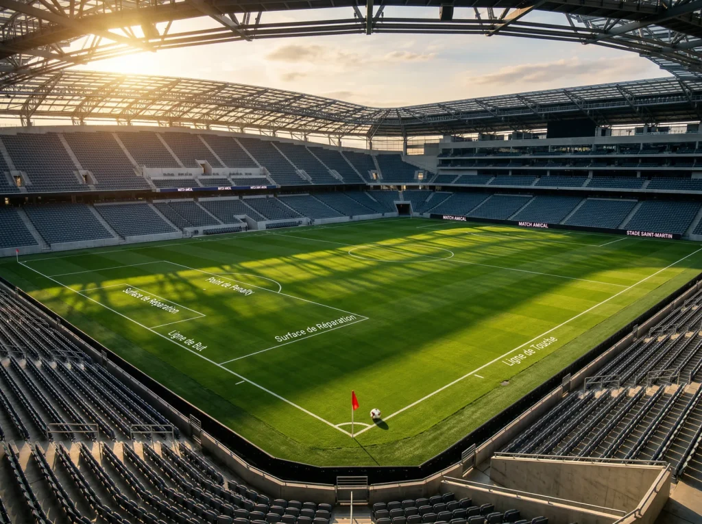 Terrain de football aux couleurs rouge blanche et noire de la sélection égyptienne pour le Mondial 2026