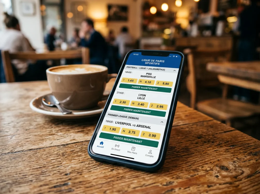 Smartphone affichant une application de paris sportifs légaux en Belgique pour le Mondial 2026
