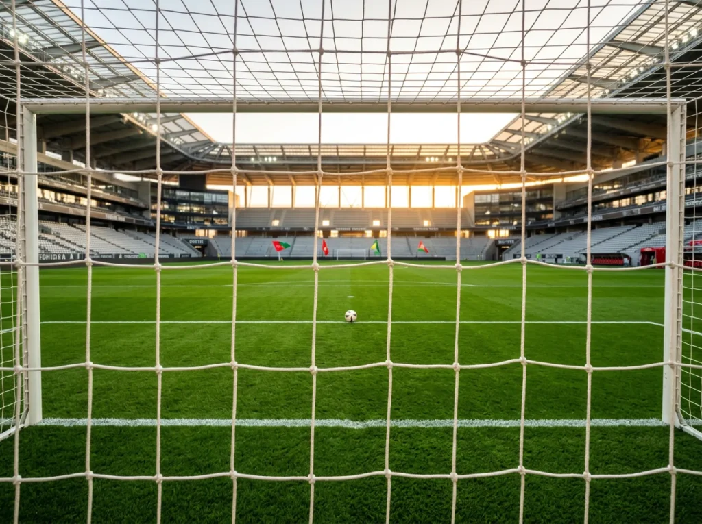 Terrain de football aux couleurs rouge et vert de la sélection portugaise pour la Coupe du Monde 2026